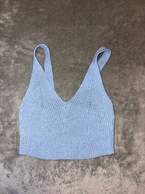 SHEIN Light Blue Ribbed V-Neck Knit Camisole